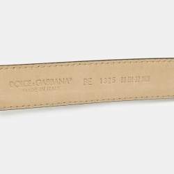 Pre Owned Dolce & Gabbana Black Leather DG Logo Waist Belt 80CM