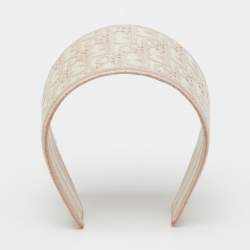 Pre Owned Dior Pink Oblique Pattern Wide Headband