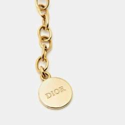 Pre Owned Dior 30 Montaigne CD Faux Pearl Gold Tone Necklace