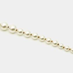 Pre Owned Dior 30 Montaigne CD Faux Pearl Gold Tone Necklace