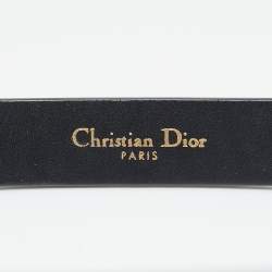 Pre Owned Dior Black Leather CD Logo Slim Belt 70 CM