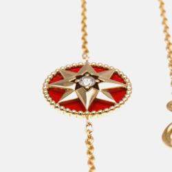 Pre Owned Christian Dior Rose Des Vents 18K Pink Gold Carnelian Charm Bracelet