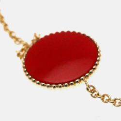 Pre Owned Christian Dior Rose Des Vents 18K Pink Gold Carnelian Charm Bracelet
