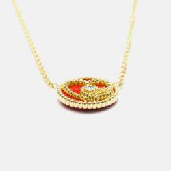 Pre Owned Christian Dior Rose Des Vents Heart 18K Yellow Gold Carnelian Pendant Necklace