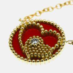 Pre Owned Christian Dior Rose Des Vents Heart 18K Yellow Gold Carnelian Pendant Necklace