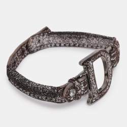 Pre Owned Dior Metallic Brown Leather D Charm Bracelet