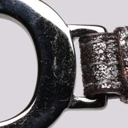 Pre Owned Dior Metallic Brown Leather D Charm Bracelet