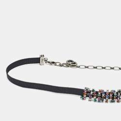 Pre Owned قلادة ديور جادور بطابع فضي وكريستال متعدد الألوان