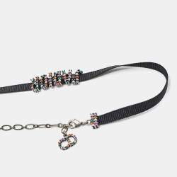 Pre Owned قلادة ديور جادور بطابع فضي وكريستال متعدد الألوان