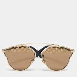Pre Owned Dior Gold/Black RHL5V So Real Studded Aviator Sunglasses