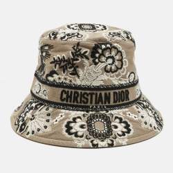 Pre Owned Dior Beige Embroidered Canvas D-bobby Bucket Hat Size 59