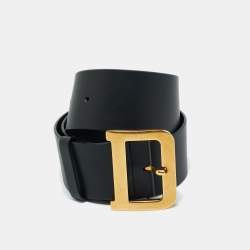 Pre Owned Dior Black Leather DiorQuake Buckle Belt 90CM