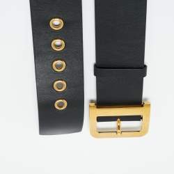 Pre Owned Dior Black Leather DiorQuake Buckle Belt 90CM