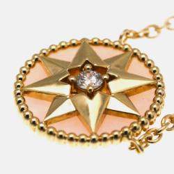 مملوكة مسبقًا Christian Dior Rose Des Vents 18K Pink Gold Diamond Opal Pendant Necklace
