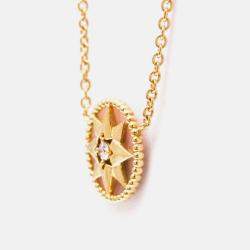 مملوكة مسبقًا Christian Dior Rose Des Vents 18K Pink Gold Diamond Opal Pendant Necklace