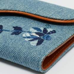 Pre Owned Dior Blue Embroidered Denim Saddle Key Pouch