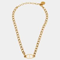 Pre Owned Dior Petit CD Gold Tone Necklace