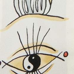 Pre Owned Christian Dior White Printed Silk Yin-Yang Mitzah