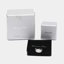 Pre Owned Dior Silver Tone Metal Crystal J'adore Dior Chain Link Ring