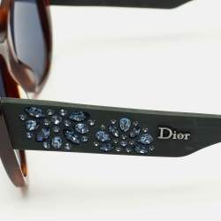 مملوكة مسبقًا Dior Tortoise Brown/Blue BPDKU Inedite Crystals Cat Eye Sunglasses