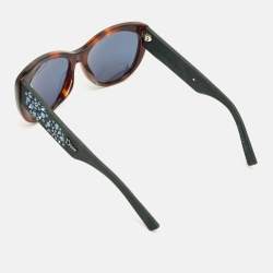 مملوكة مسبقًا Dior Tortoise Brown/Blue BPDKU Inedite Crystals Cat Eye Sunglasses