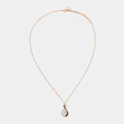 Pre Owned Dior Gold Tone Vintage CD Logo Rhinestone Pendant Necklace 