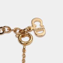 Pre Owned Dior Gold Tone Vintage CD Logo Rhinestone Pendant Necklace 