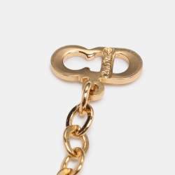 مملوكة مسبقًا قلادة ديور ذهبية اللون بحجر الراين وقلب مزخرف