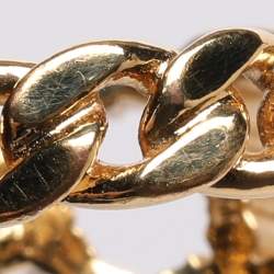 Pre Owned Dior Gold Tone Rhinestone Claire De Lune Chain Ring