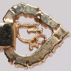 Pre Owned Dior Gold Tone Rhinestone Logo Heart Pendant Necklace 