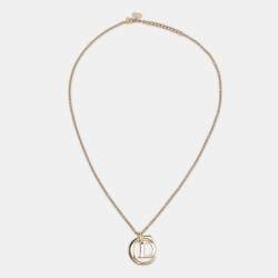 مملوكة مسبقًا عقد ديور قلادة شعار CD بلون ذهبي