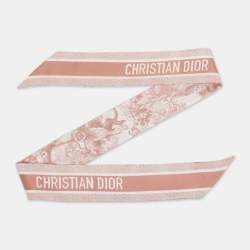 Pre Owned Dior  Ivory/Pink Toile de Jouy Sauvage Silk Mitzah Scarf