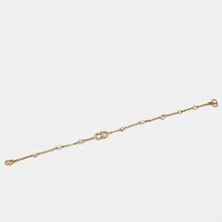 Pre Owned Dior Clair D Lunes Crystals Faux Pearls Gold Tone Bracelet