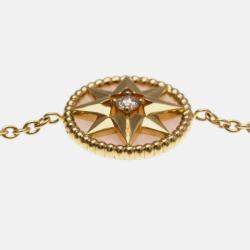 Pre Owned Christian Dior Rose Des Vents Rose Quartz 18K Pink Gold  Diamond Quartz Charm Bracelet