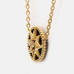 Pre Owned Christian Dior Rose Des Vents 18K Pink Gold Onyx Fashion Pendant Necklace