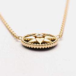 Pre Owned Christian Dior Rose Des Vents 18K Pink Gold Onyx Fashion Pendant Necklace