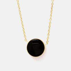 Pre Owned Christian Dior Rose Des Vents 18K Pink Gold Onyx Fashion Pendant Necklace
