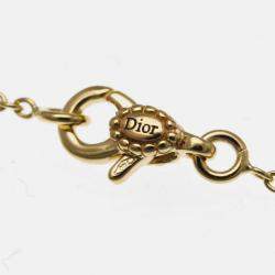 Pre Owned Christian Dior Rose Des Vents 18K Pink Gold Onyx Fashion Pendant Necklace