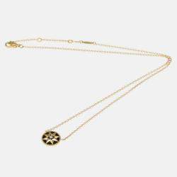 Pre Owned Christian Dior Rose Des Vents 18K Pink Gold Onyx Fashion Pendant Necklace