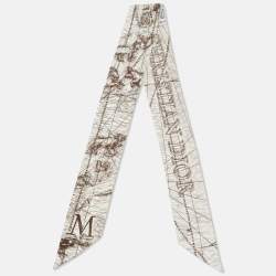 Pre Owned Dior Monochrome ABCDior M 'Monde' Silk Mitzah Scarf