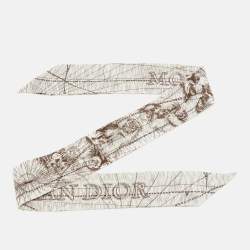 Pre Owned Dior Monochrome ABCDior M 'Monde' Silk Mitzah Scarf