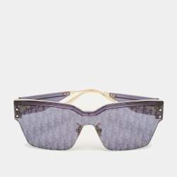 Pre Owned Dior Blue/Gold Tone Oblique Club M4U Shield Sunglasses