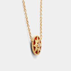 Pre Owned Christian Dior Rose Des Vents Pink Gold 18K Diamond Necklace Red Color
