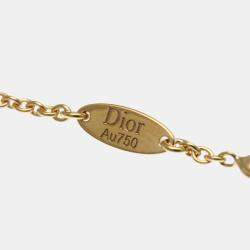 Pre Owned Christian Dior Rose Des Vents Pink Gold 18K Diamond Necklace Red Color
