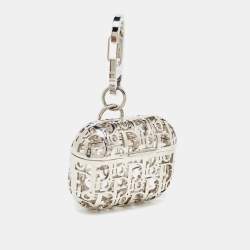 Pre Owned Dior Silver Oblique Metal Airpods Pro Case