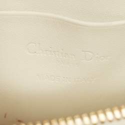 Pre Owned Dior White Cannage Leather Lady Dior Call'in Dior Phone Holder with Chain
