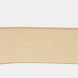 Pre Owned Dior Gold Leather CD Logo Buckle Belt 90 CM