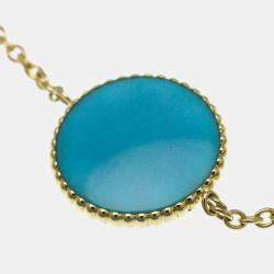 Pre Owned Christian Dior Rose Des Vents Yellow Gold 18K Turquoise Charm Bracelet Gold