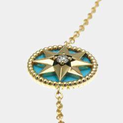 Pre Owned Christian Dior Rose Des Vents Yellow Gold 18K Turquoise Charm Bracelet Gold