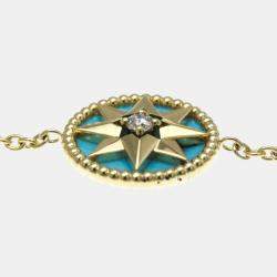 Pre Owned Christian Dior Rose Des Vents Yellow Gold 18K Turquoise Charm Bracelet Gold